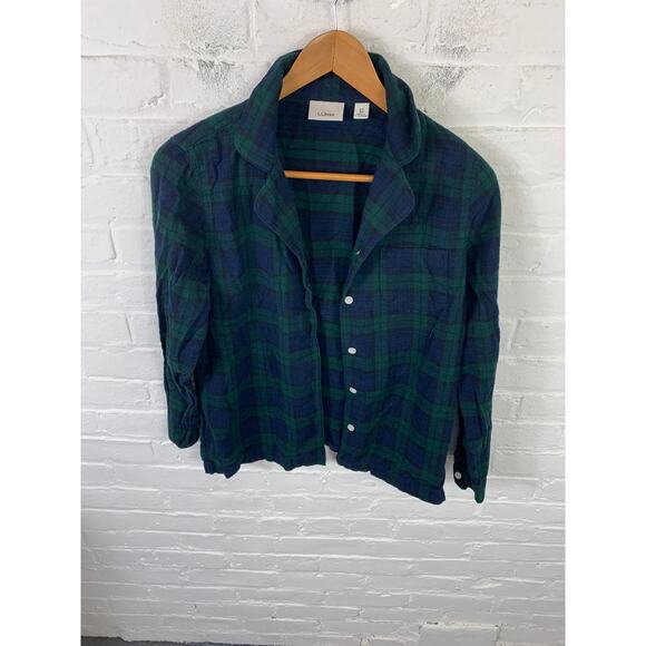 L.L. Bean Women's Plaid Flannel Button-Up Shirt Long Sleeves Blue Green Size XS - Picture 1 of 5